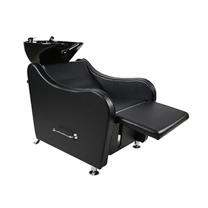 Detalle lateral del lavacabezas Kurva Eurostil con base estable y diseño curvado.