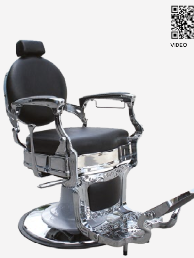 Sillón barbero reclinable estilo clásico con base hidráulica