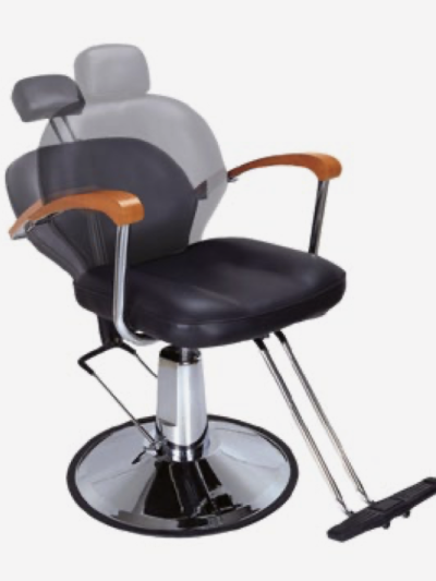 Silla negra reclinable con reposacabezas ajustable