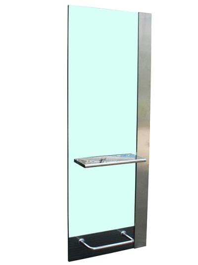 Tocador mural peluquería Eurostil MERCURY con espejo, estante y apoyapiés cromado – disponible en grafito, blanco y roble