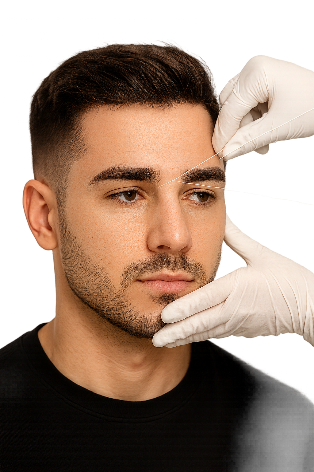 Depilación cejas masculina con hilo Málaga Grupo Almagro