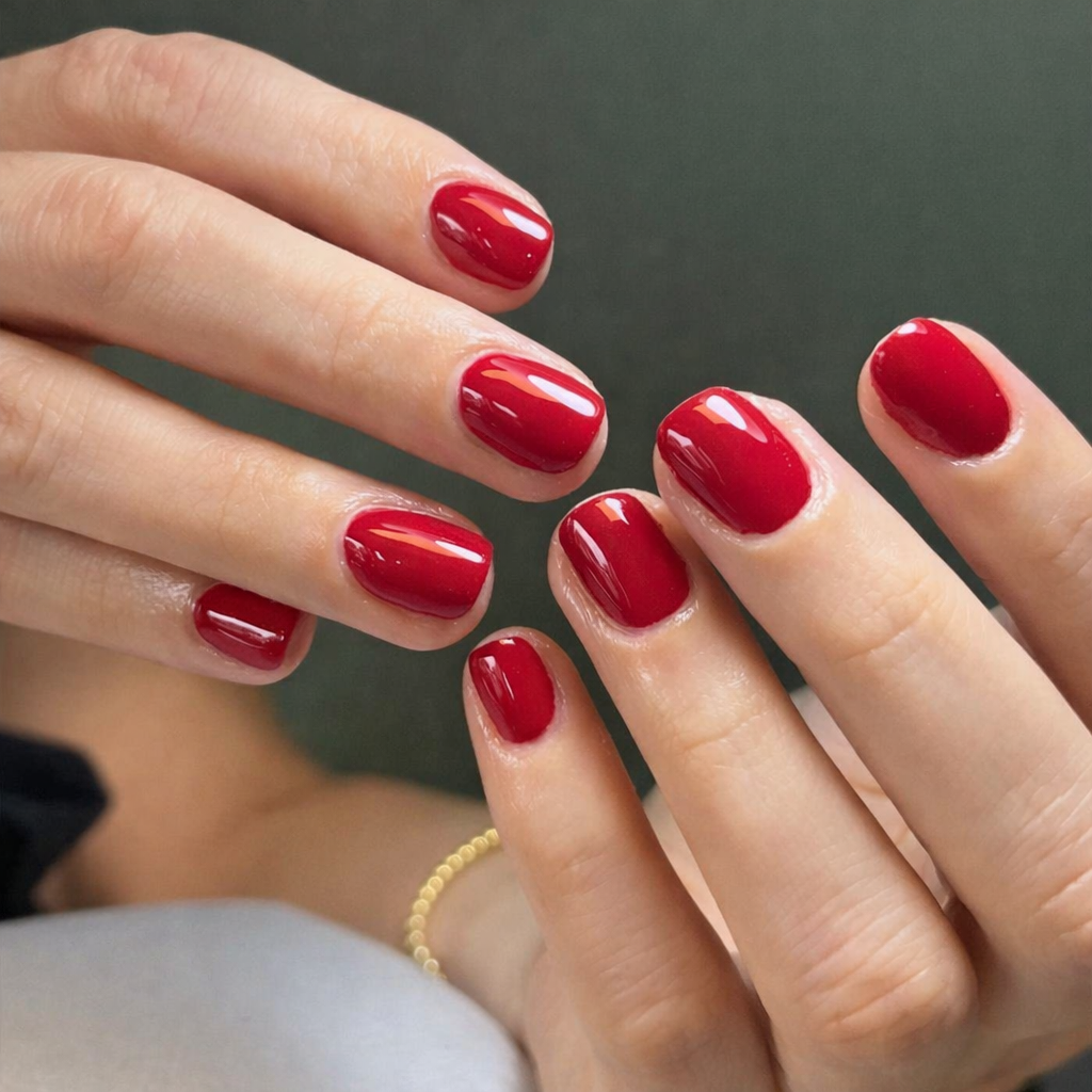 manicura semipermanente en Málaga centro color rojo brillante