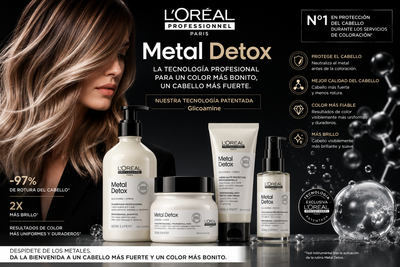 Metal Detox L'Oréal Professionnel para cabello con mechas en Grupo Almagro Málaga