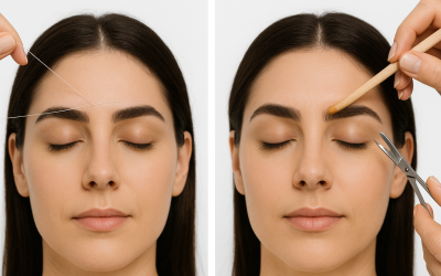 Depilación de cejas con hilo en Málaga realizada con técnica profesional y acabado preciso